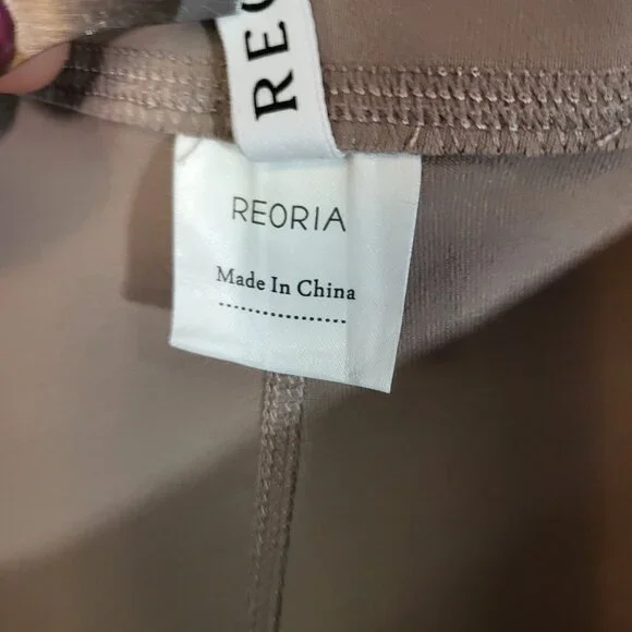 Reoria 2 Piece Loungewear Set Square Neck Flare Leg Size XL Tan NEW - Picture 12 of 13